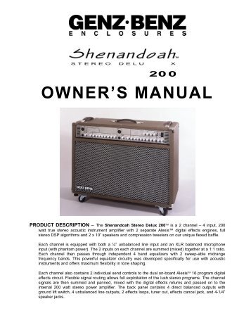 Shenandoah 200 Technical Manual - Genz Benz
