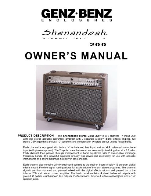 Shenandoah 200 Technical Manual Genz Benz