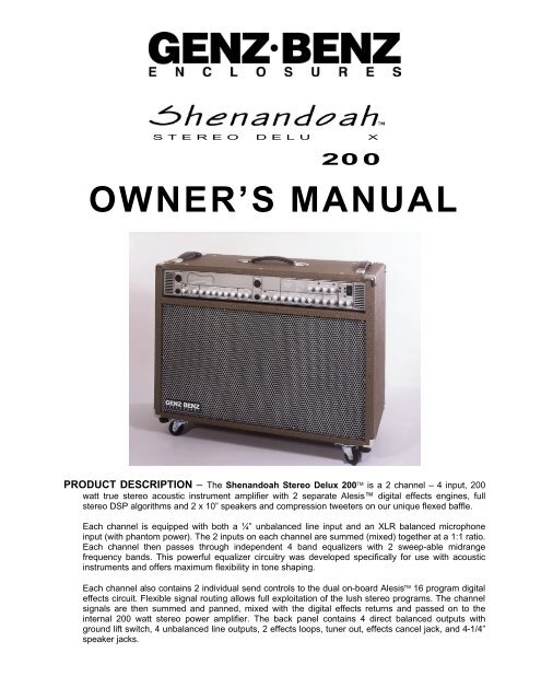 Shenandoah 200 Technical Manual - Genz Benz