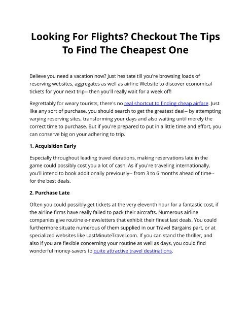 Looking For Flights? Checkout The Tips To Find The Cheapest One