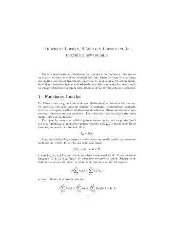 Notas sobre funciones lineales, diÃ¡dicas y tensores en ... - MecFunNet