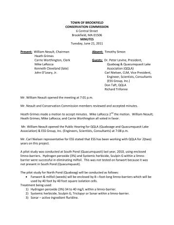 Conservation Committee Meeting Minutes- June 21, 2011 - Town of ...