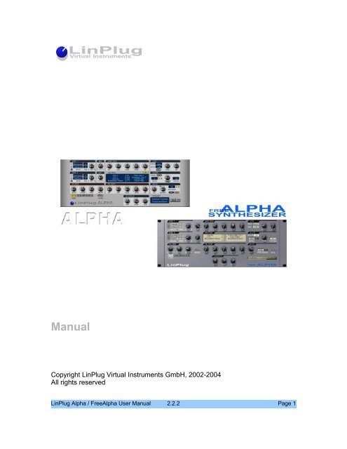 Manual - LinPlug Virtual Instruments
