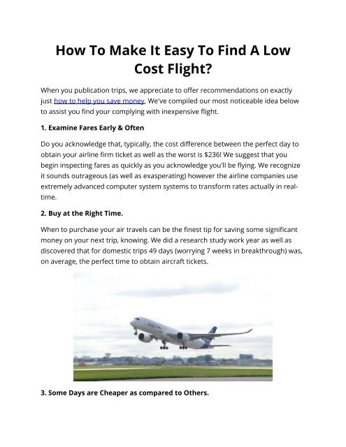 How To Make It Easy To Find A Low Cost Flight?