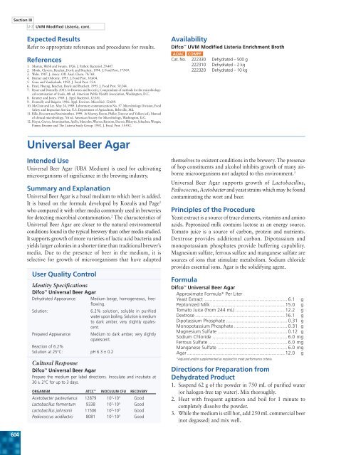Universal Beer Agar - BVA Scientific