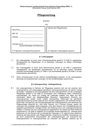 Pflegevertrag - Pflegedienst Stefan Horn