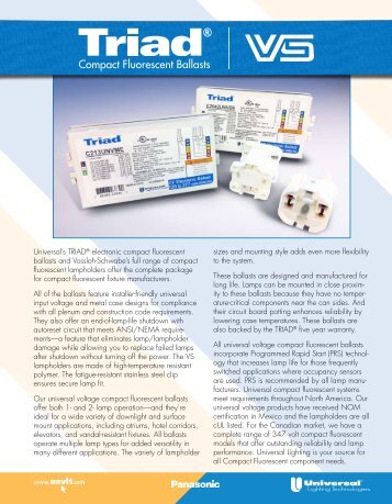 Compact Fluorescent Ballasts - Universal Lighting Technologies