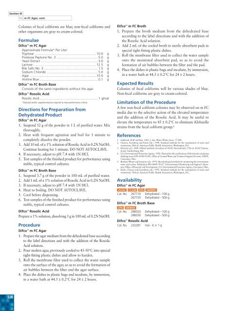 F G m FC Agar â¢ m FC Broth Base Rosolic Acid - BVA Scientific