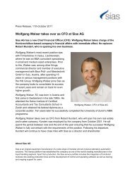 Wolfgang Walser takes over as CFO at Sias AG