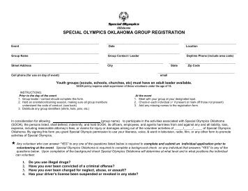 Group Registration Form - Special Olympics Oklahoma