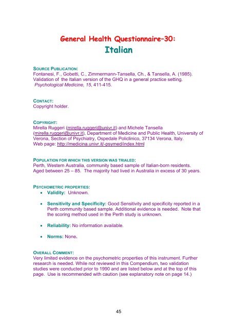 Hospital Anxiety and Depression Scale (HADS): Arabic - Vacau