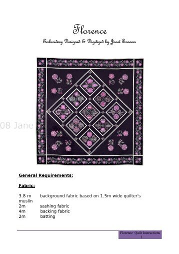 Download the Florence Quilt Instructions - Echidna Sewing Products