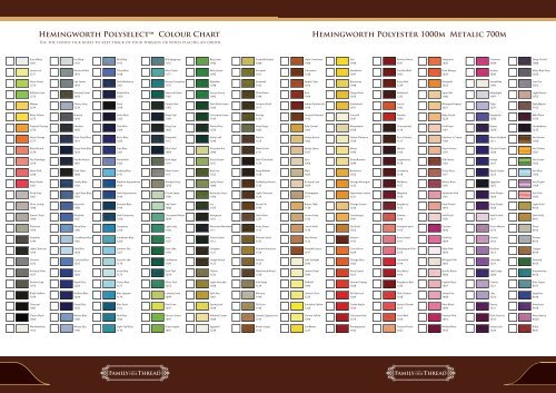 Hemingworth Thread Colour Chart