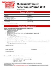 Completed Application Form - Broadway Dance Center