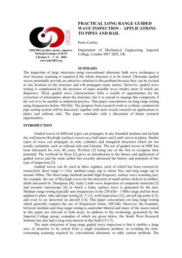 Practical Long Range Guided Wave Inspection - Applications to ...