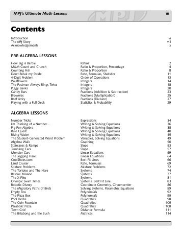 Table of Contents - The Math Projects Journal