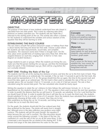 Monster Cars - The Math Projects Journal
