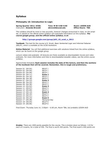 Intro to Logic - UCSD Department of Philosophy