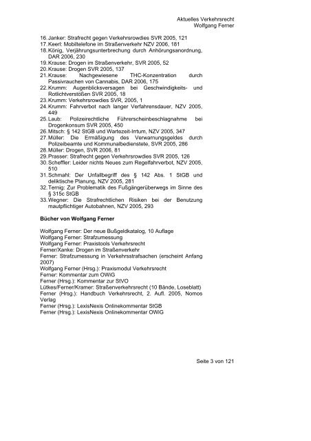 Verkehrsstrafrecht Ordnungswidrigkeiten