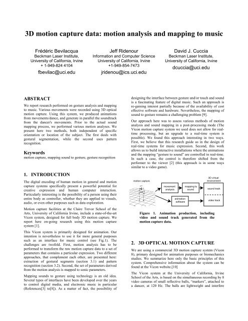 3D motion capture data: motion analysis and mapping to music