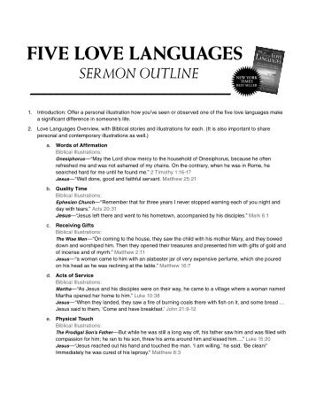 five love languages sermon outline - Outreach