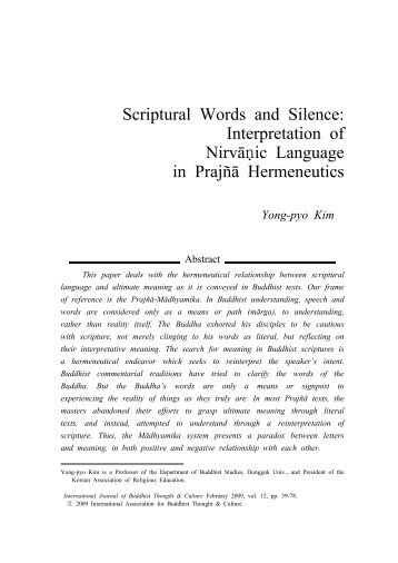 Scriptural Words and Silence: Interpretation of ... - Buddhism.org