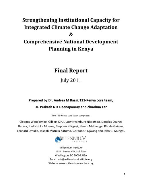 Strengthening Institutional Capacity for Integrated Climate Change ...