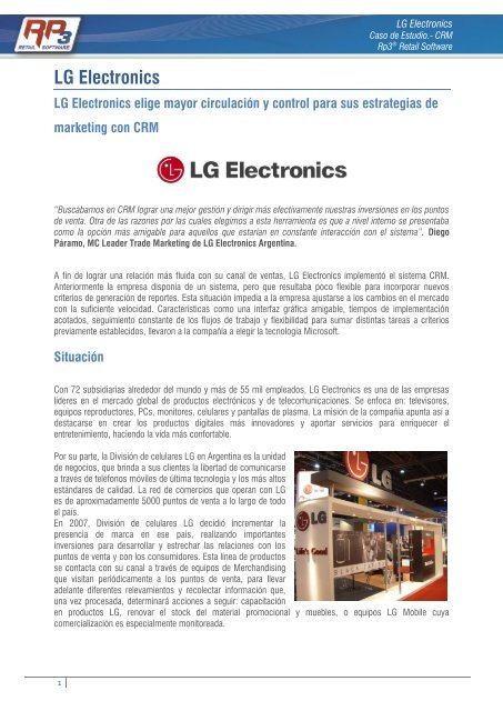 3. LG Electronics - RP3 Retail Software