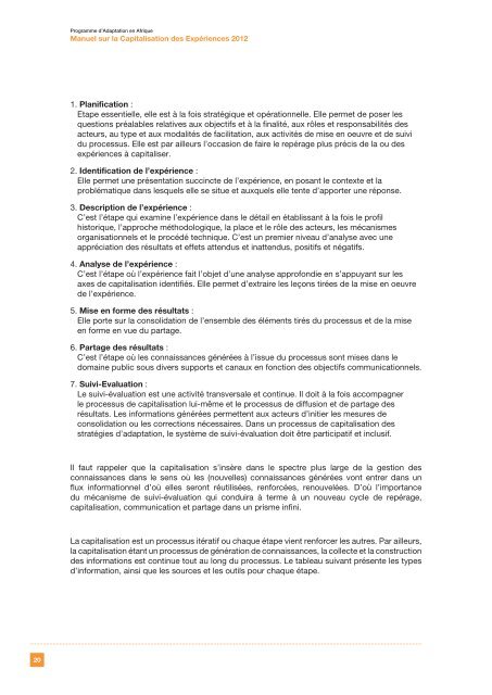 Manuel de Capitalisation des ExpÃ©riences 2012.pdf - Africa ...