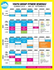 YOUTH GROUP FITNESS SCHEDULE SUMMER 2015 — MAY 26 - SEPTEMBER 6