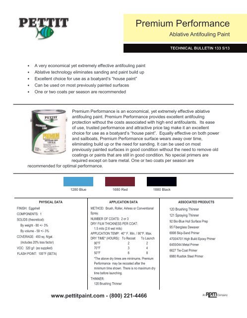 Premium Performance Product Data Sheet - Pettit Marine Paint