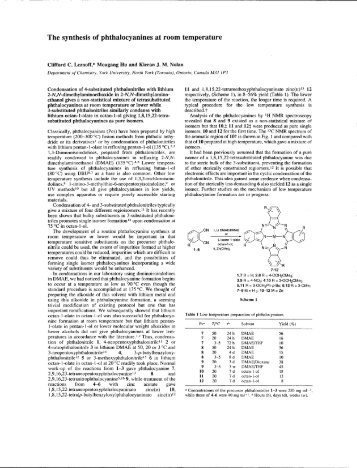 The synthesis of phthalocyanines at room temperature ... - YorkSpace