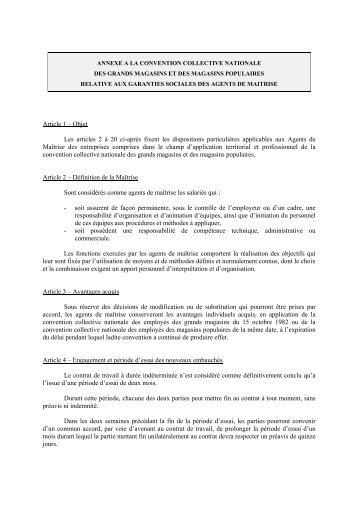 ANNEXE A LA CONVENTION COLLECTIVE NATIONALE - UCV