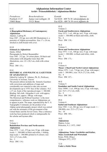 Liste, PDF, 49 Seiten - Afghanistan Information Center
