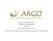 Faculty of Mathematics University of Belgrade Serbia http://argo.matf ...