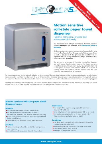 Motion sensitive roll-style paper towel dispenser - VENOPLAS