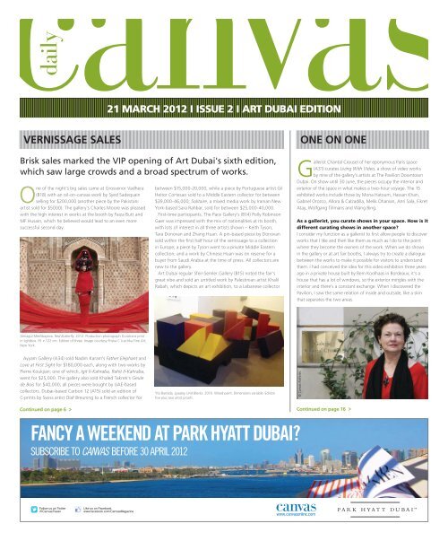 FANCY A WEEKEND AT PARK HYATT DUBAI? Canvas Magazine