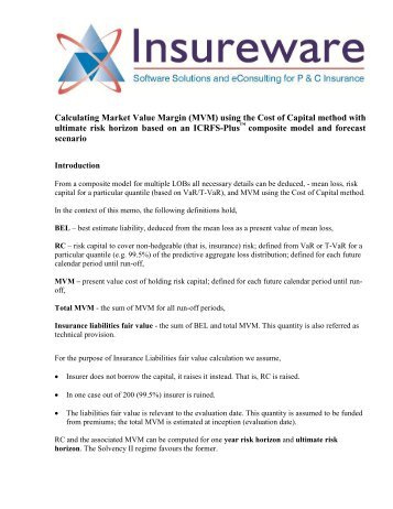 Calculate Market Value Margin (MVM) using the Cost ... - Insureware