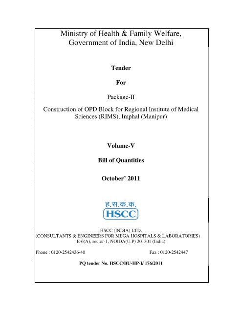 Project Name Construction Of Opd Block Rims Imphal Regional