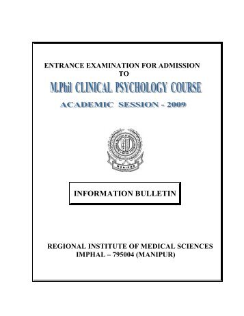 Information Bulletin of M.Phil Clinical Psychology 2009 - Regional ...