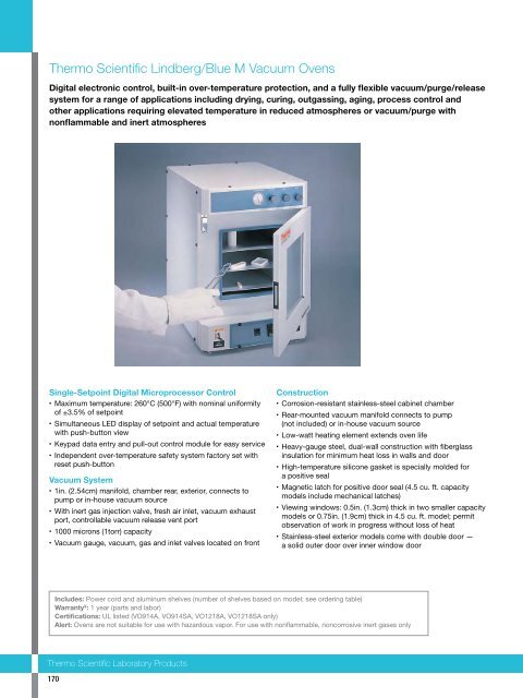 Lindberg/Blue M Vacuum Ovens Brochure (PDF) - McQueen Labs