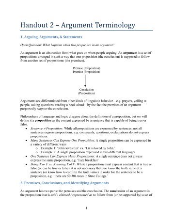 Handout 2 â Argument Terminology - David W. Agler