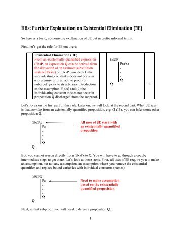 H8s: Further Explanation on Existential Elimination ... - David W. Agler