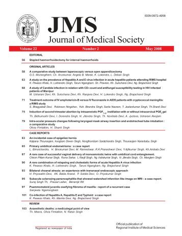 ociety, May 2008 (Cover) - Journal of Medical Society, RIMS Imphal