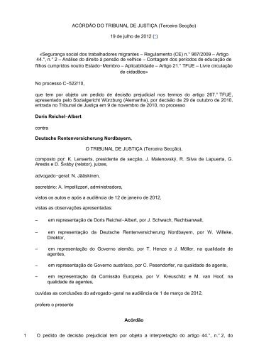 AcÃ³rdÃ£o do Tribunal de JustiÃ§a da UniÃ£o Europeia, de 19 de ... - Cite