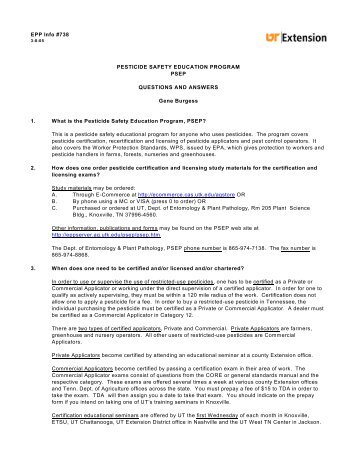 pesticide safety education program psep questions and answers