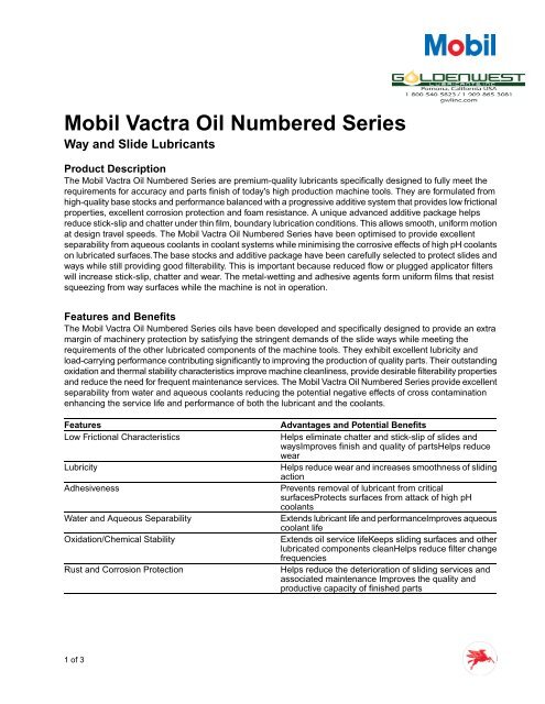 Mobil Vactra Oil Numbered Series - Simatec