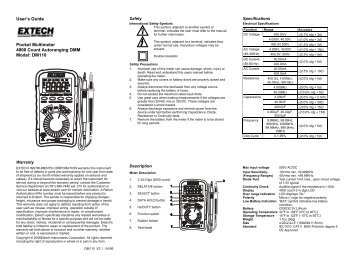 Extech DM110 Mini Pocket MultiMeter User Manual PDF - Instrumart