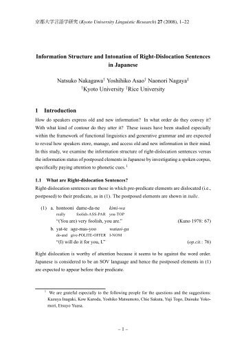 Information Structure and Intonation of Right-Dislocation Sentences ...