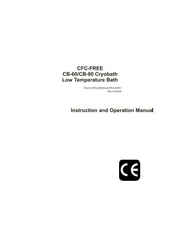 CB-60/CC-80 Cryobath Instruction/Operation Manual ... - Chiller City